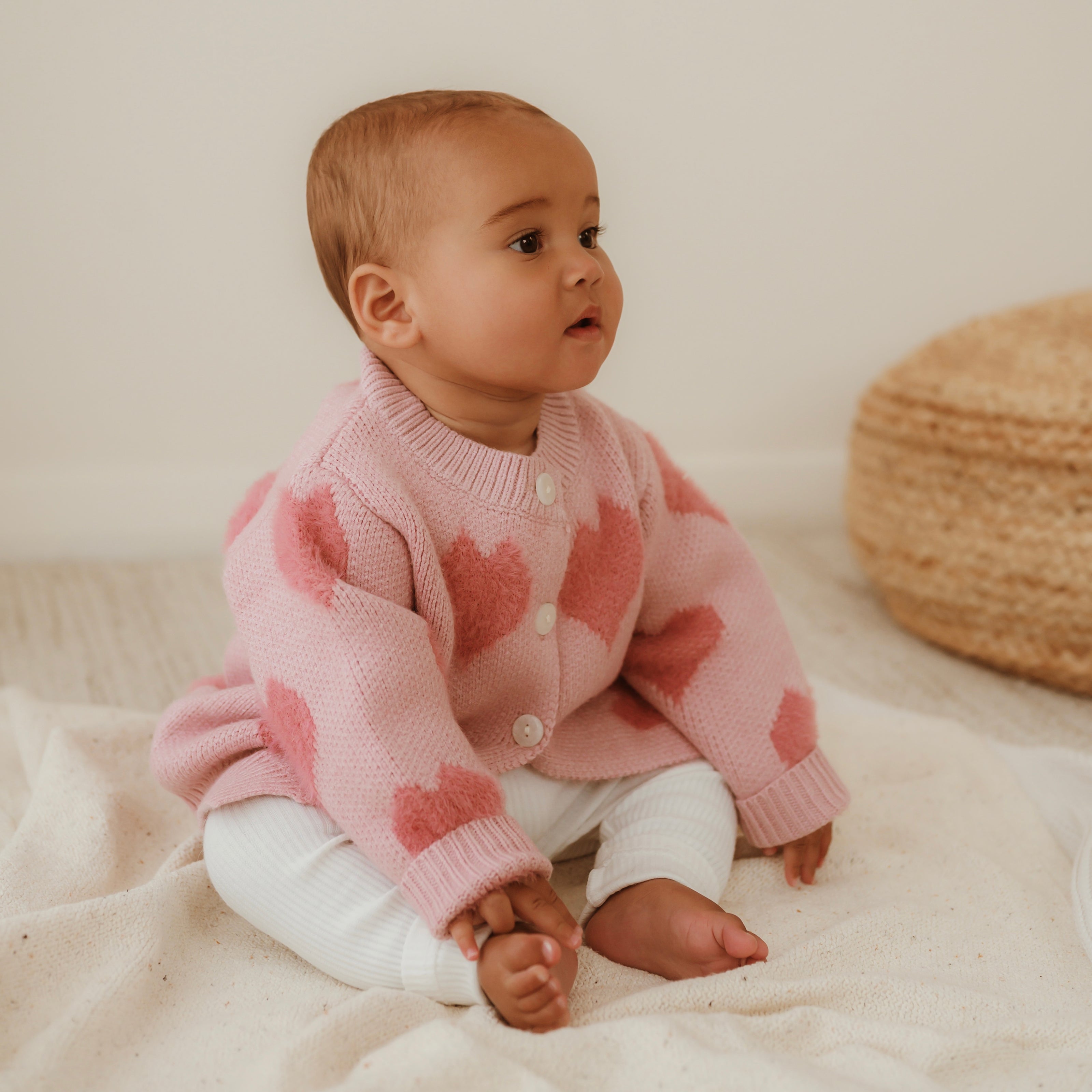 Heart Fluffy Pink Cardigan