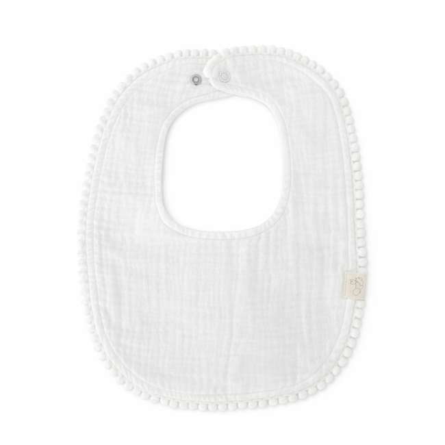 Organic Cotton Baby Dribble Bib White Trim