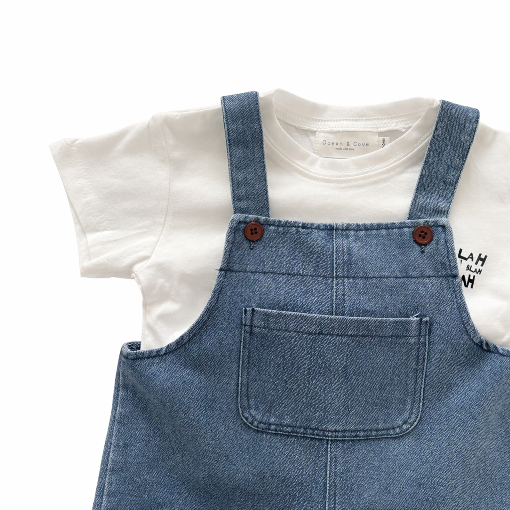 Dungarees Shorts & T Shirt Set