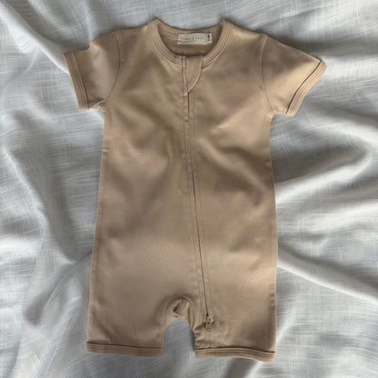 Beige Organic Cotton Zip Romper 12-18 Months