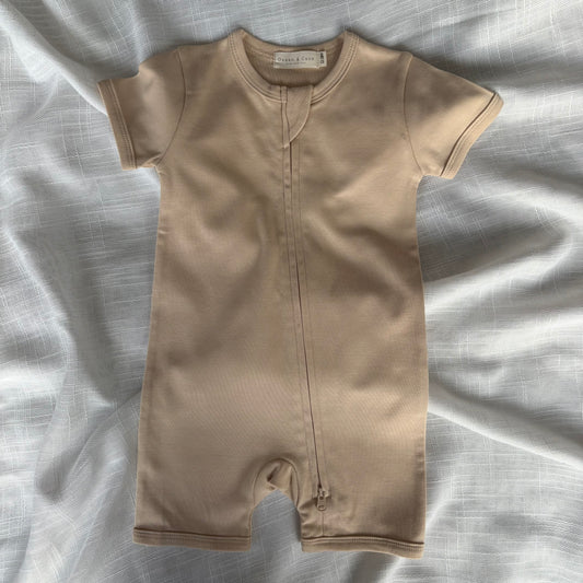 Beige Organic Cotton Zip Romper 12-18 Months