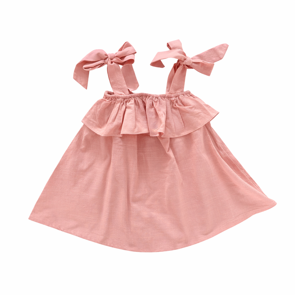 Pink Bow Strap Dress