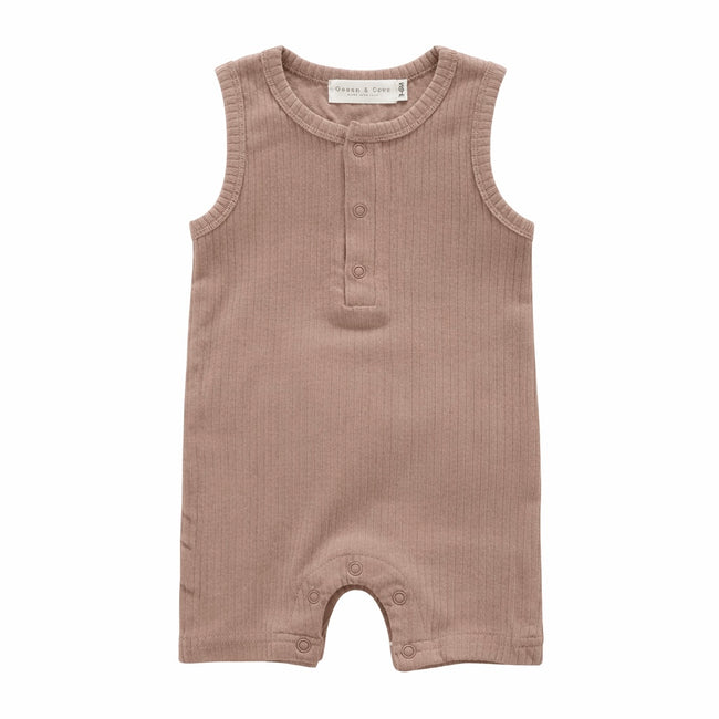 Sample Sale- Organic Cotton Sleeveless Ribbed Rompers (various sizes)