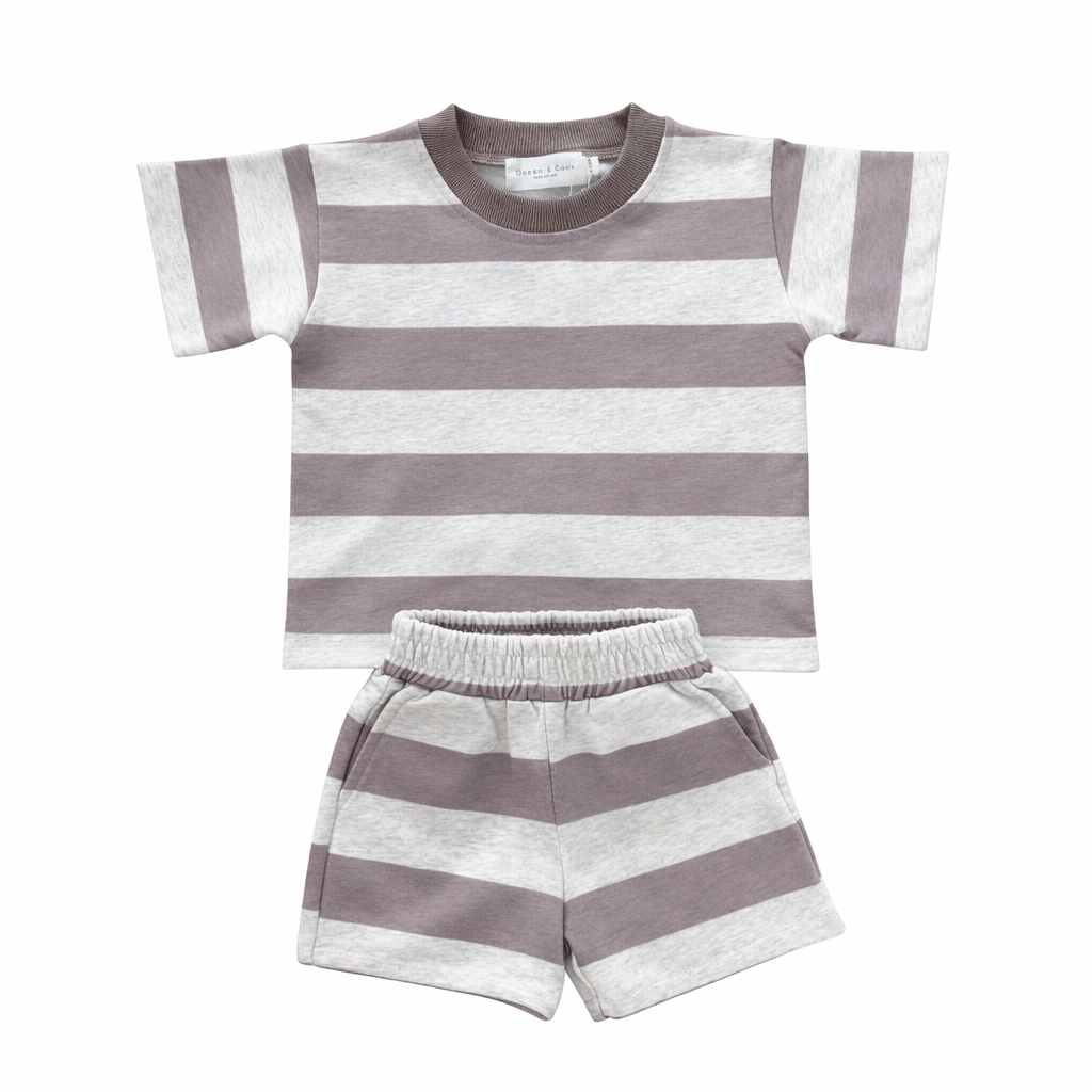 Stripe T Shirt and Shorts Set