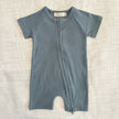 Organic Cotton Ribbed Zip Rompers