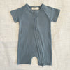 Organic Cotton Ribbed Zip Rompers
