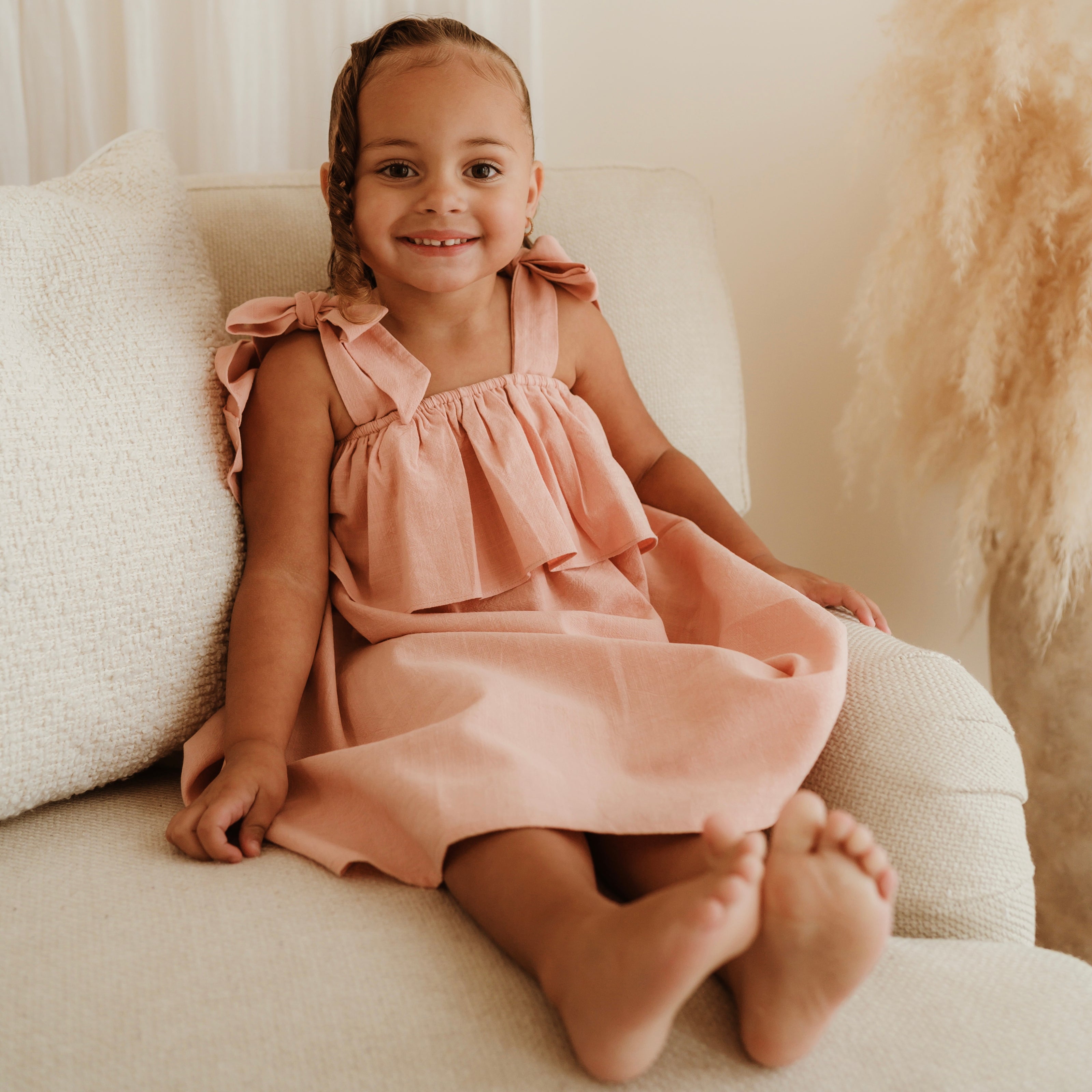 Pink Bow Strap Dress
