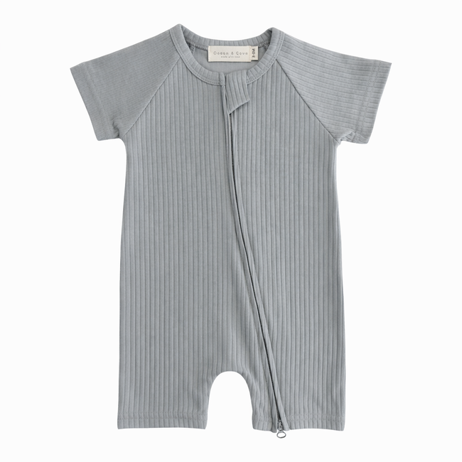 Organic Cotton Ribbed Zip Rompers