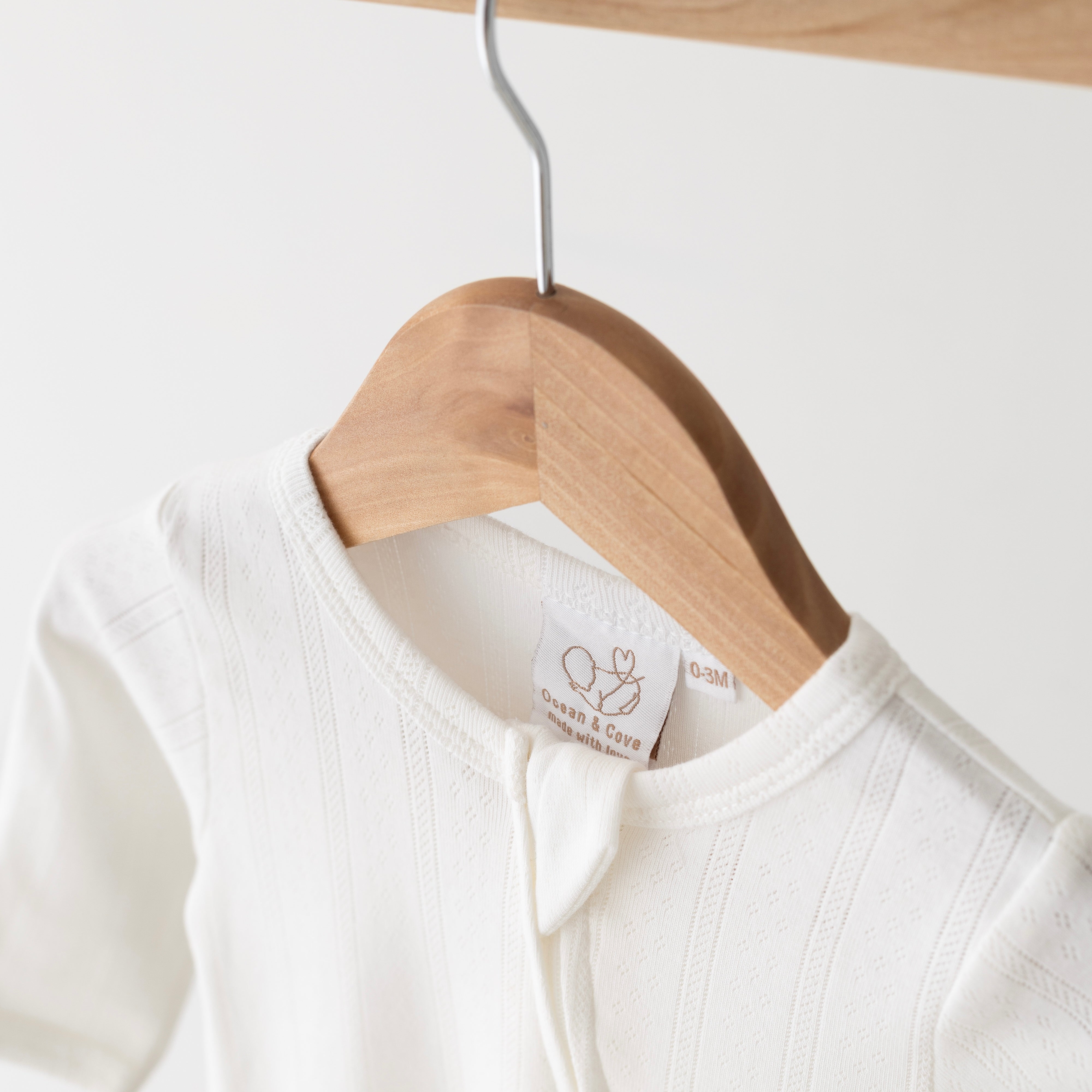 Organic Cotton Pointelle Sleepsuit - White