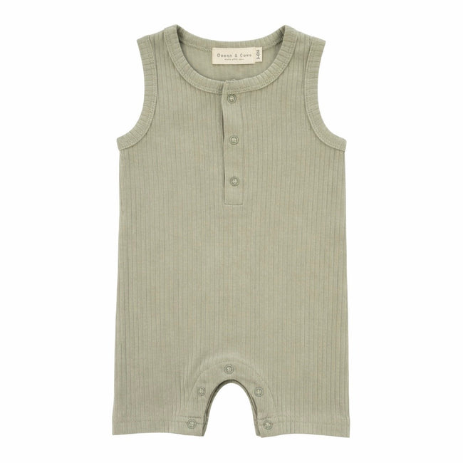 Organic Cotton Sleeveless Ribbed Rompers
