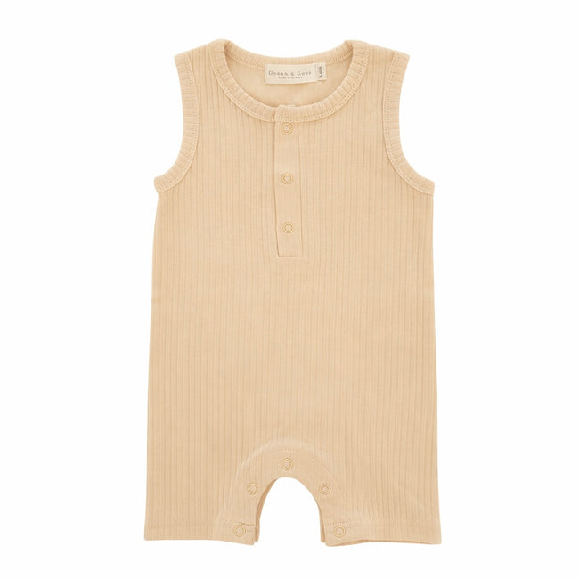 Organic Cotton Sleeveless Ribbed Rompers