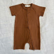 Organic Cotton Ribbed Zip Rompers