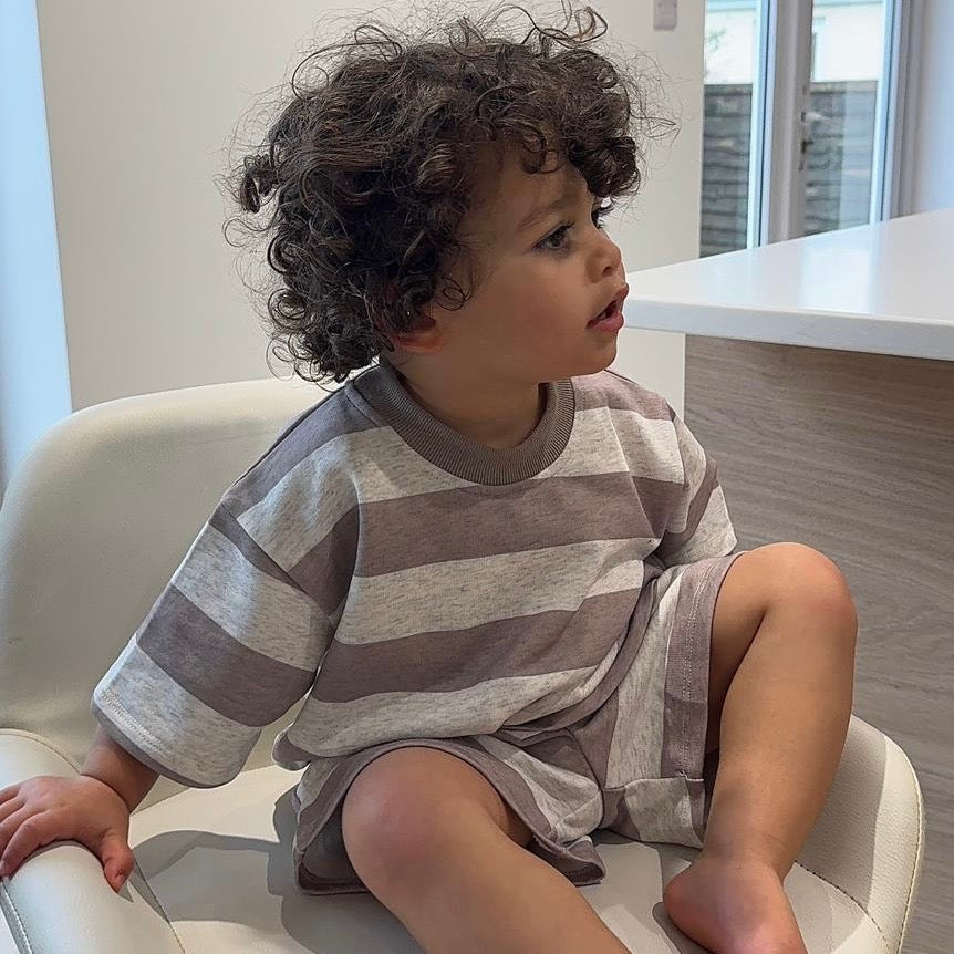Stripe T Shirt and Shorts Set