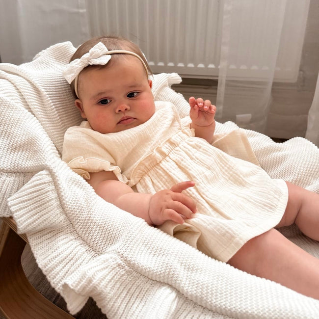 Organic Cotton Muslin Frilled Set Cream