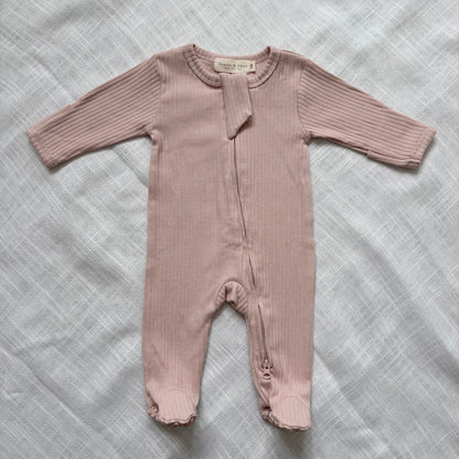 Organic Cotton Ribbed Zip Sleepsuits