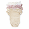 Organic Cotton Ribbed Frill Sleeve Bodysuits (3 pack)