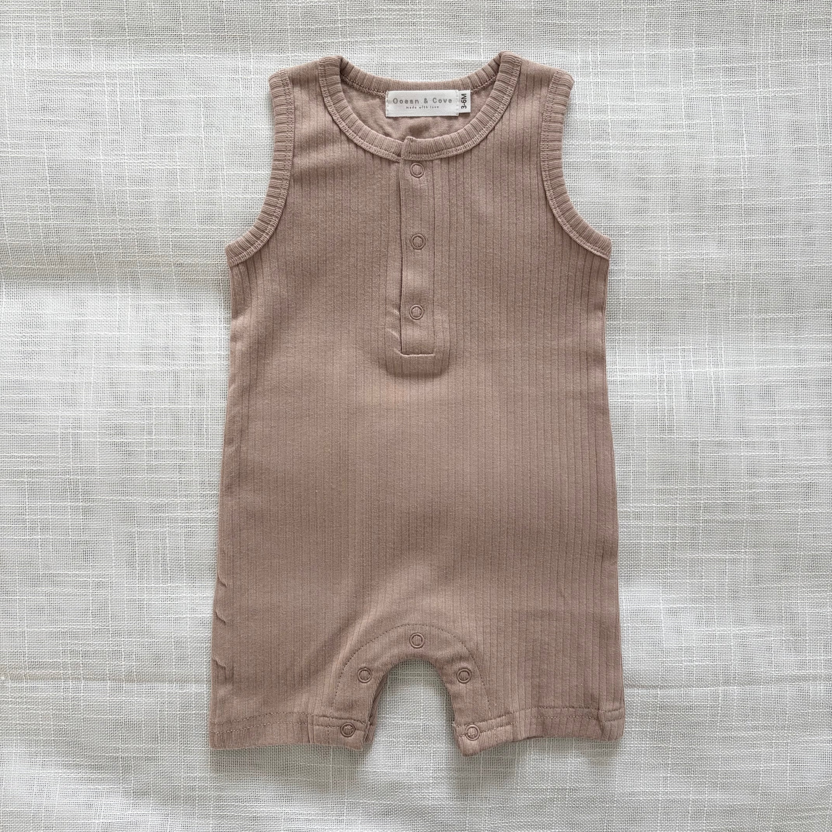 Organic Cotton Sleeveless Ribbed Rompers