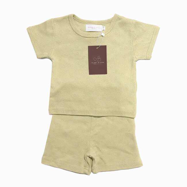 Sample Sale - Light Green Heart Pointelle PJs 6-12 months