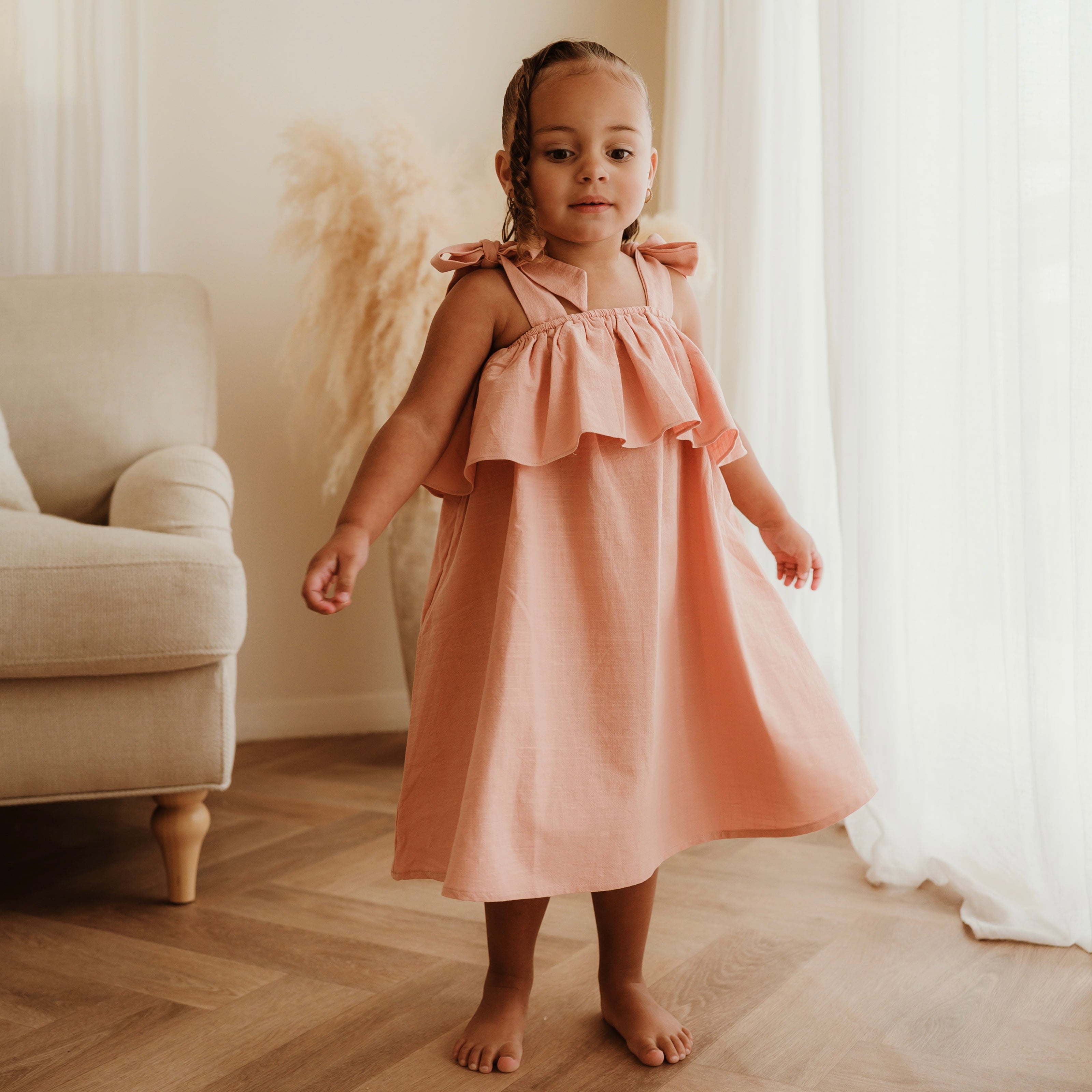 Pink Bow Strap Dress