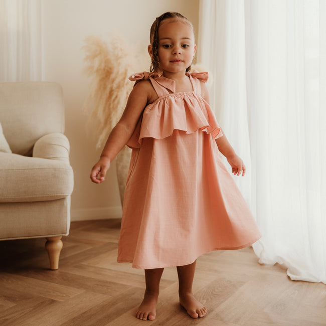 Pink Bow Strap Dress
