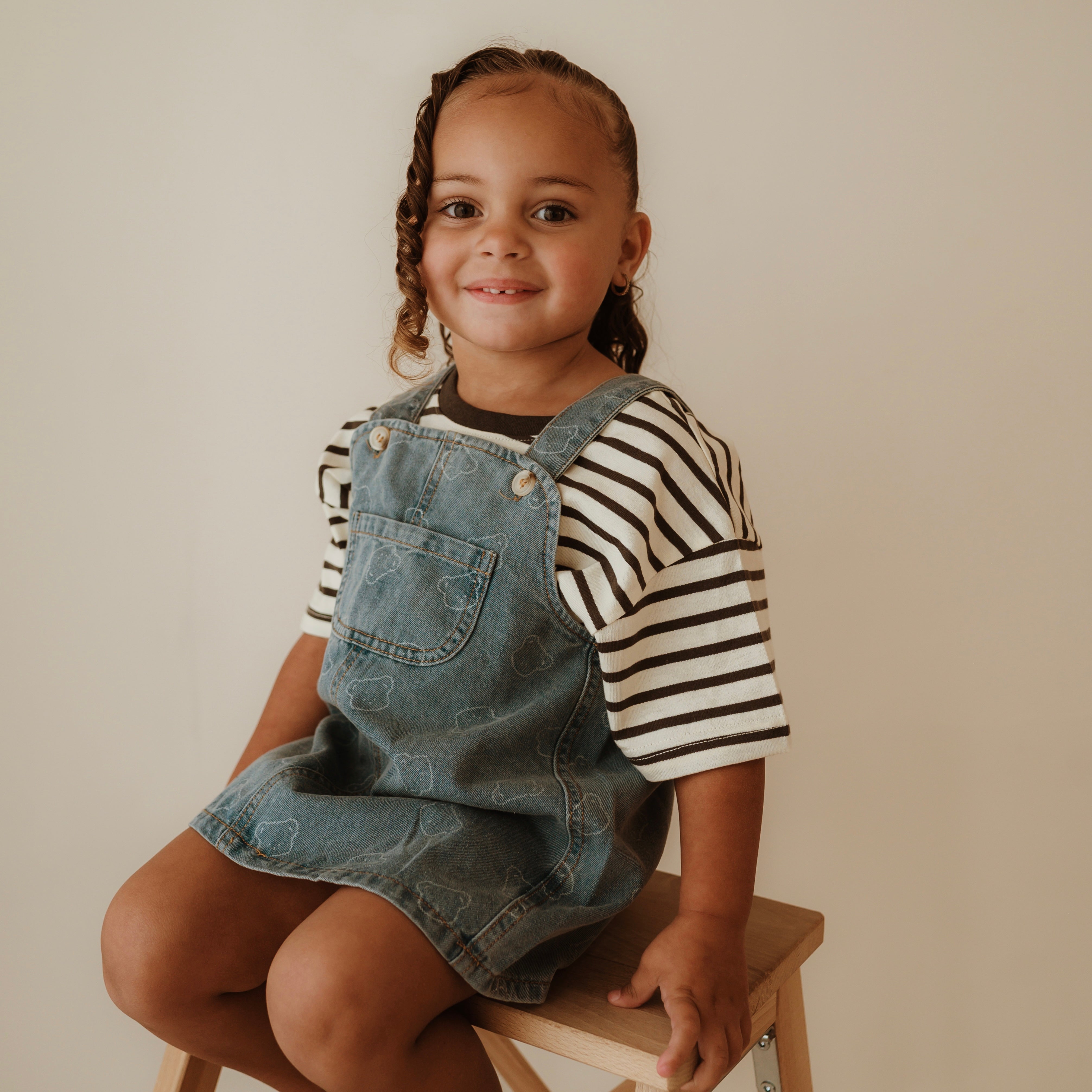 Teddy print denim pinafore dress - view 4
