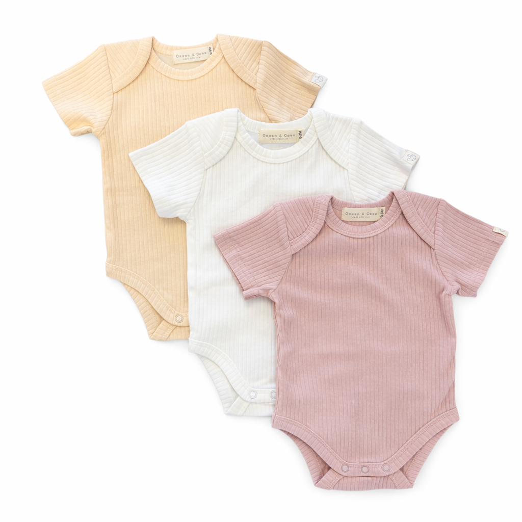 Organic Cotton Ribbed Short Sleeve Bodysuits (3 pack)