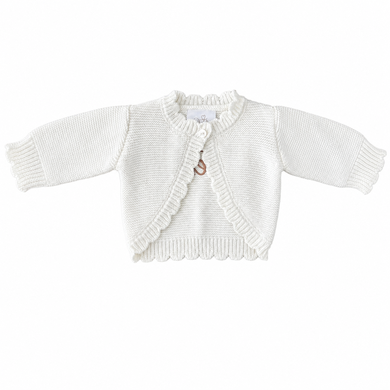 Sample Sale - Scalloped ‘I’m new here’ Cardigan (newborn)