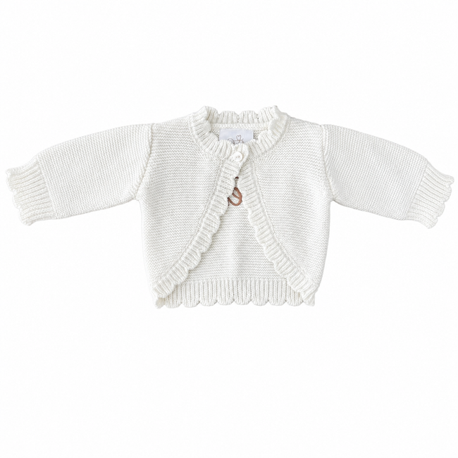 Sample Sale - Scalloped ‘I’m new here’ Cardigan (newborn)