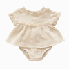 Organic Cotton Muslin Frilled Set Cream