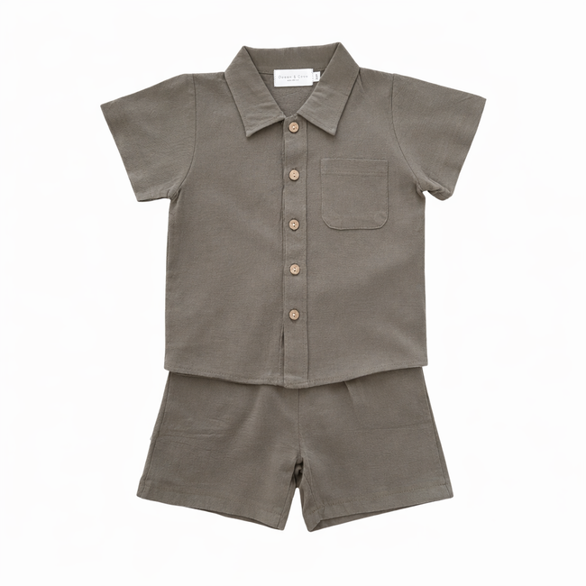 Linen Style Shirt and Short Set
