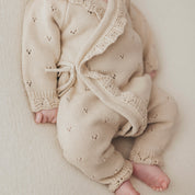 Heirloom Pointelle Romper - Biscuit
