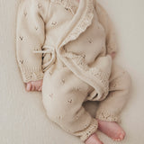 Heirloom Pointelle Romper - Biscuit