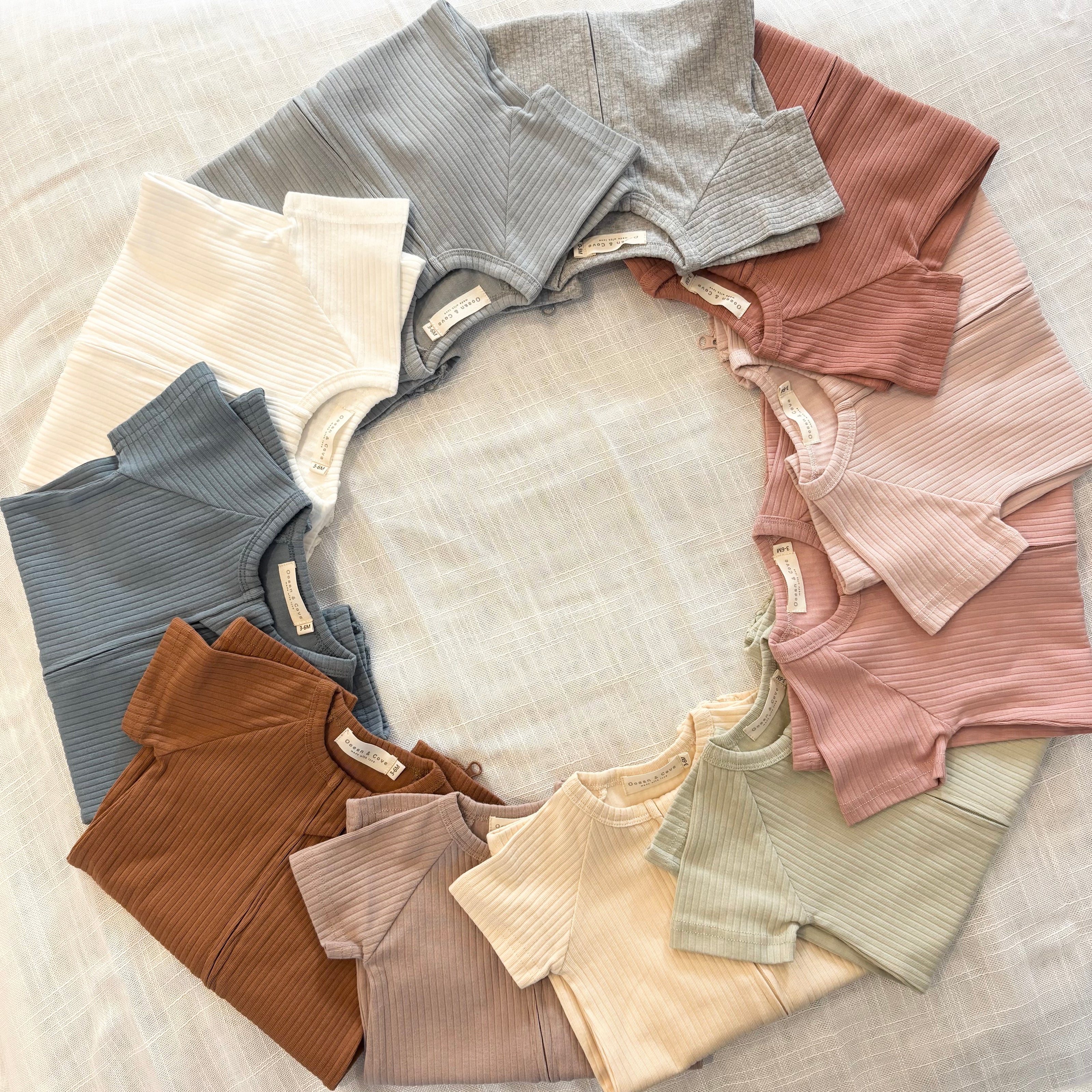 Organic Cotton Ribbed Zip Rompers