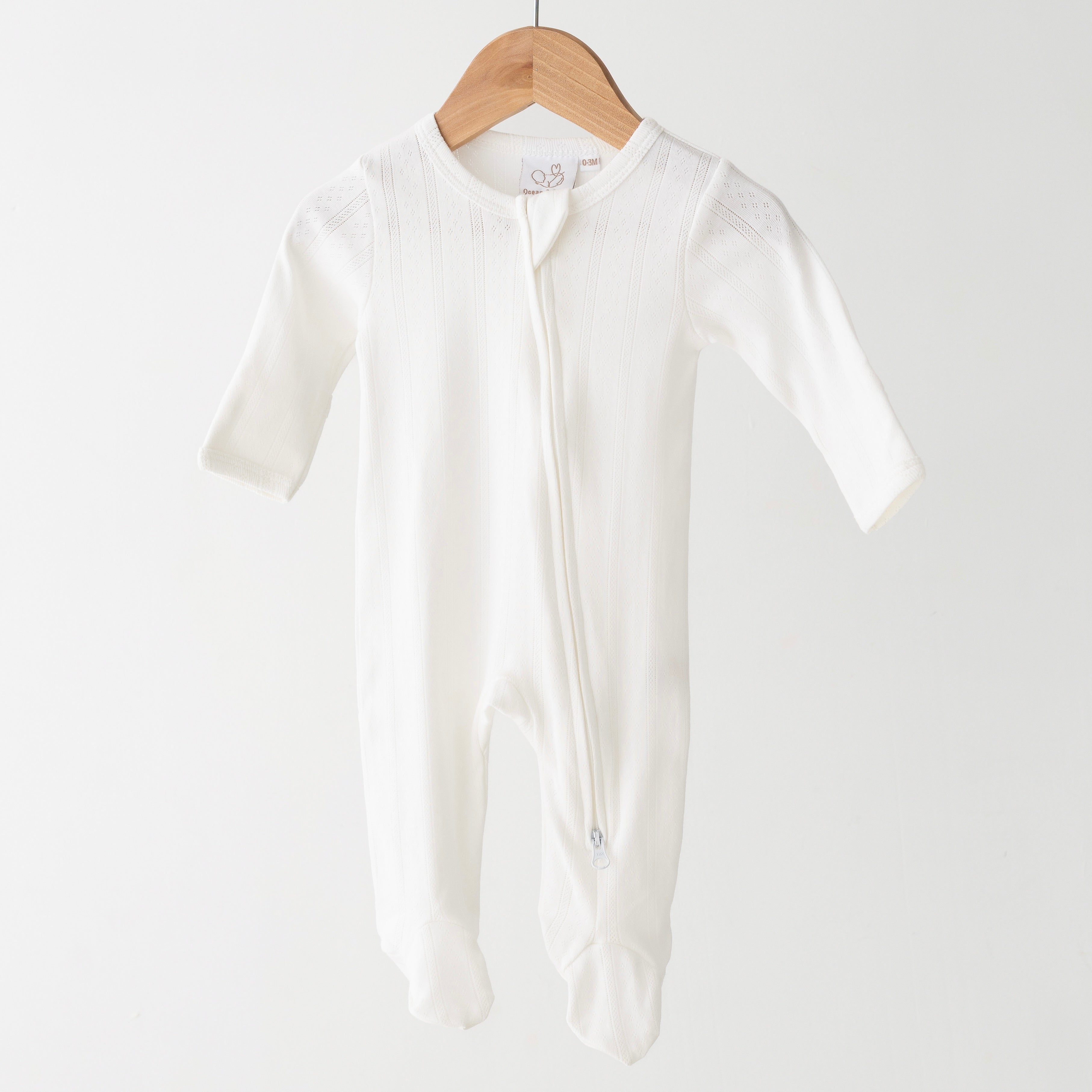 Organic Cotton Pointelle Sleepsuit - White