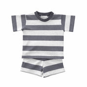 Striped oversized t-shirt and shorts set in Charcoal Stripe