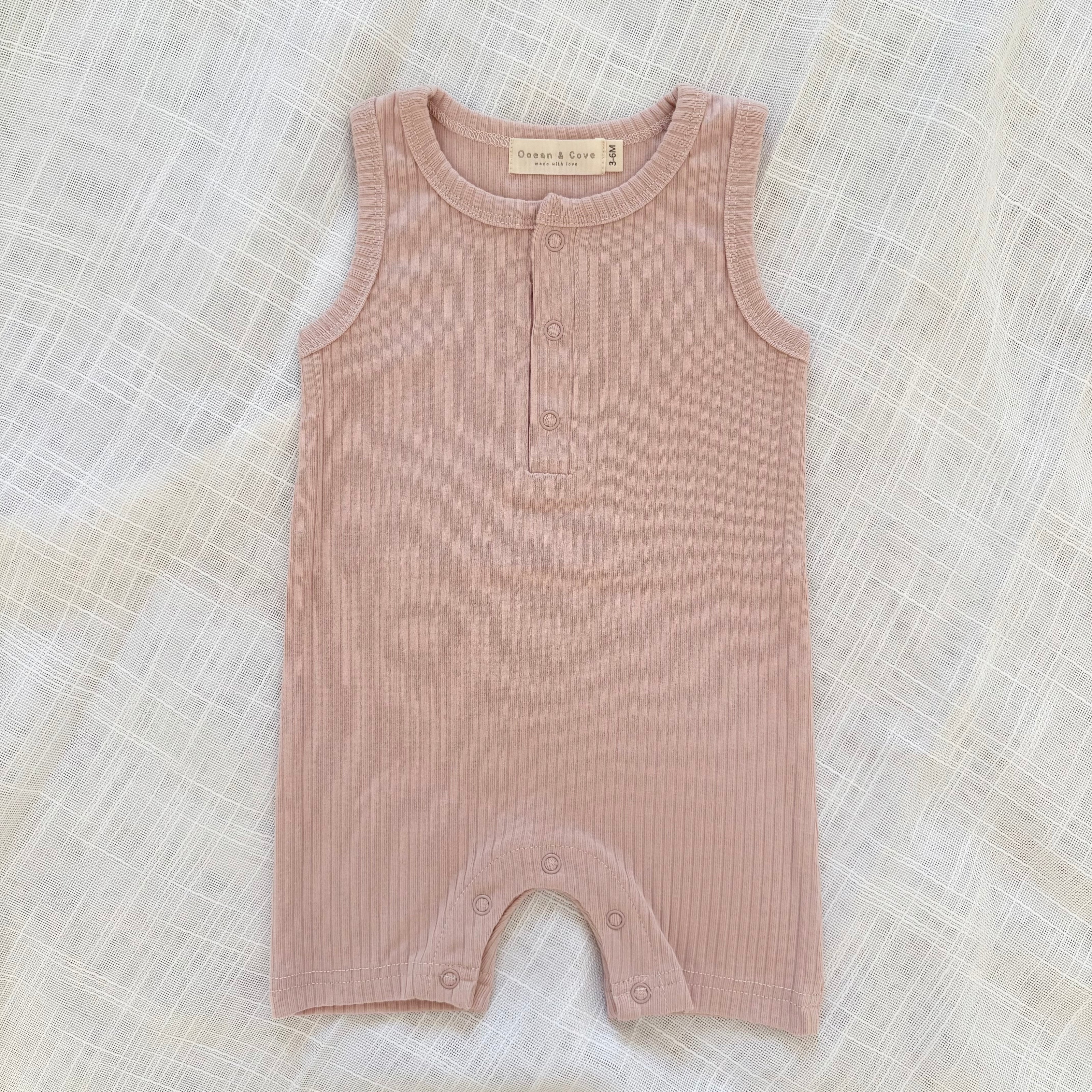 Organic Cotton Sleeveless Ribbed Rompers