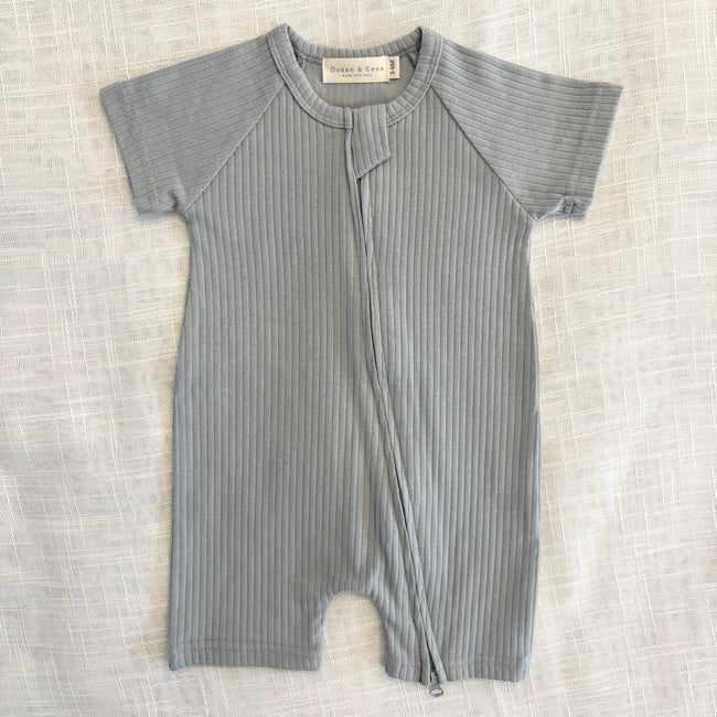 Organic Cotton Ribbed Zip Rompers