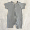 Organic Cotton Ribbed Zip Rompers