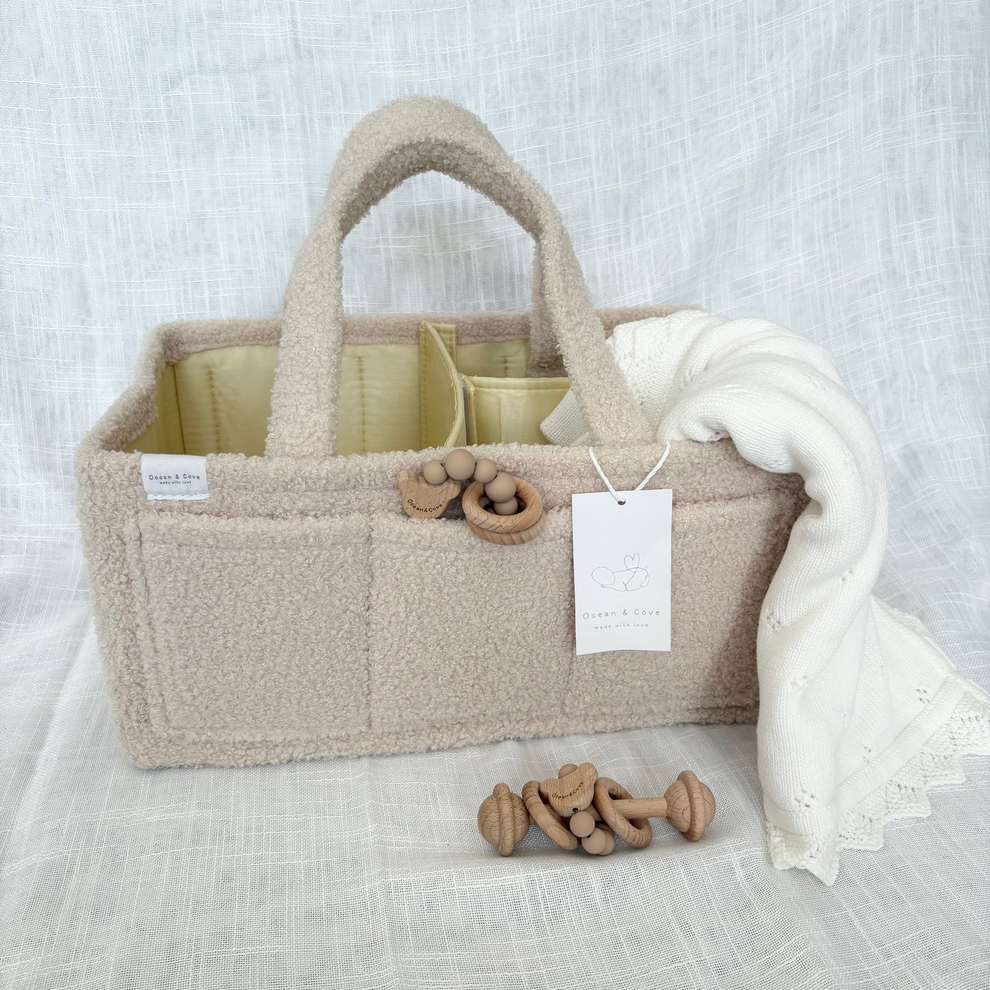 Baby Nappy Caddy Organiser Teddy Fabric