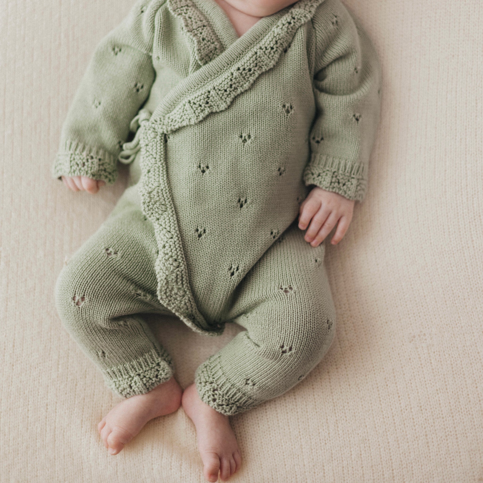 Code Soft Com Heirloom Pointelle Romper - Soft Sage – Ocean & Cove
