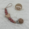 baby silicone dummy clip with beech wood pacifier holder