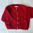 Red Chunky Cable Knit Cardigan