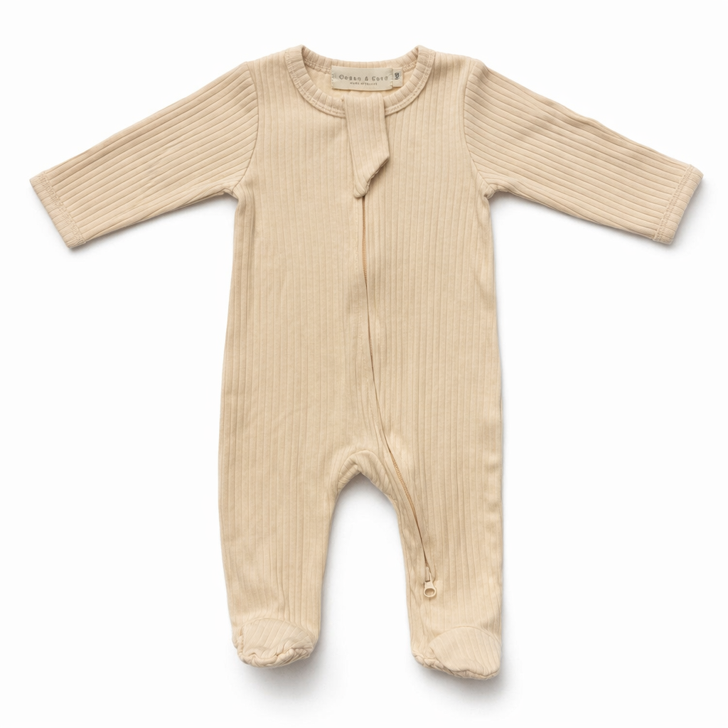 Organic Cotton Ribbed Sleepsuit