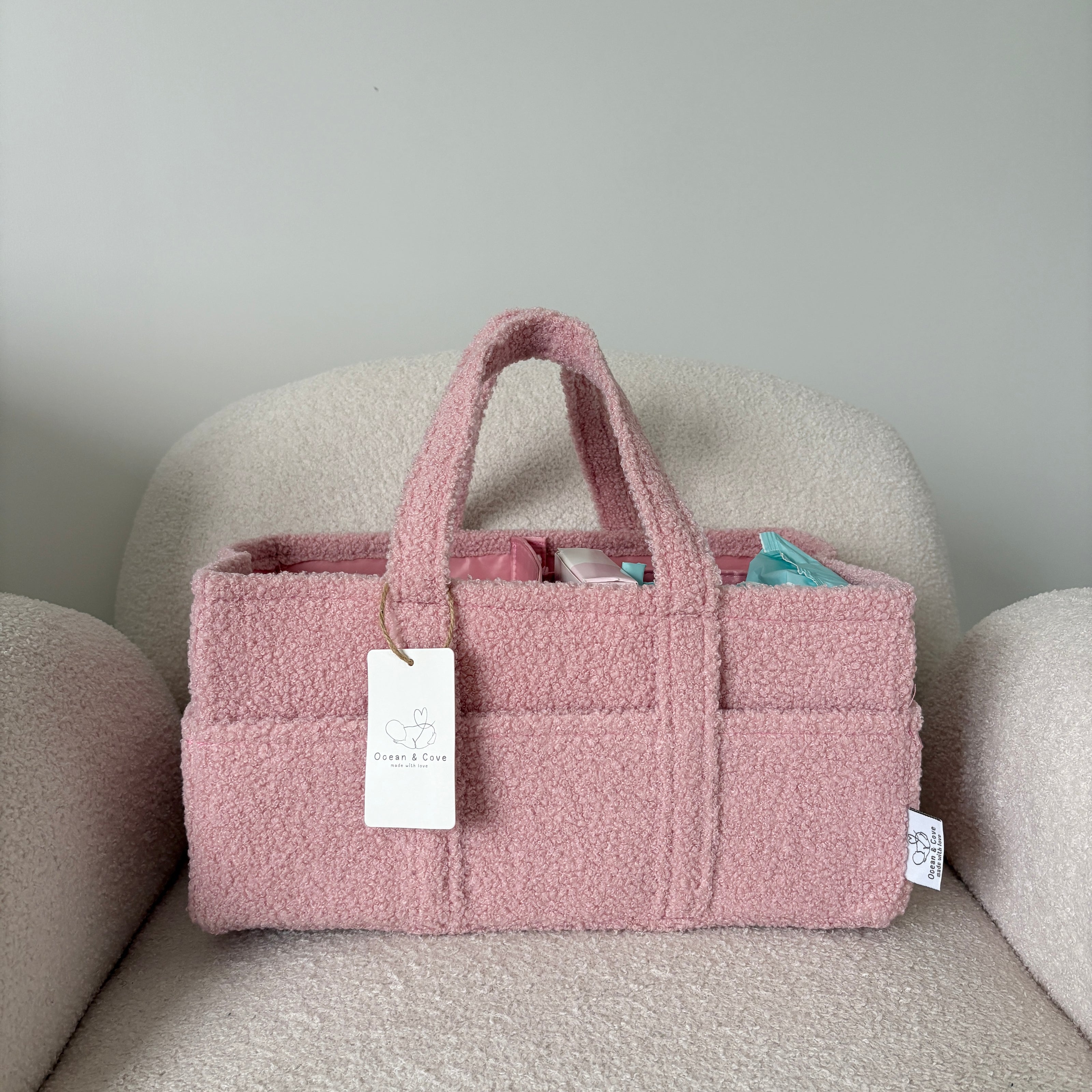 Baby Nappy Caddy Organiser Teddy Fabric