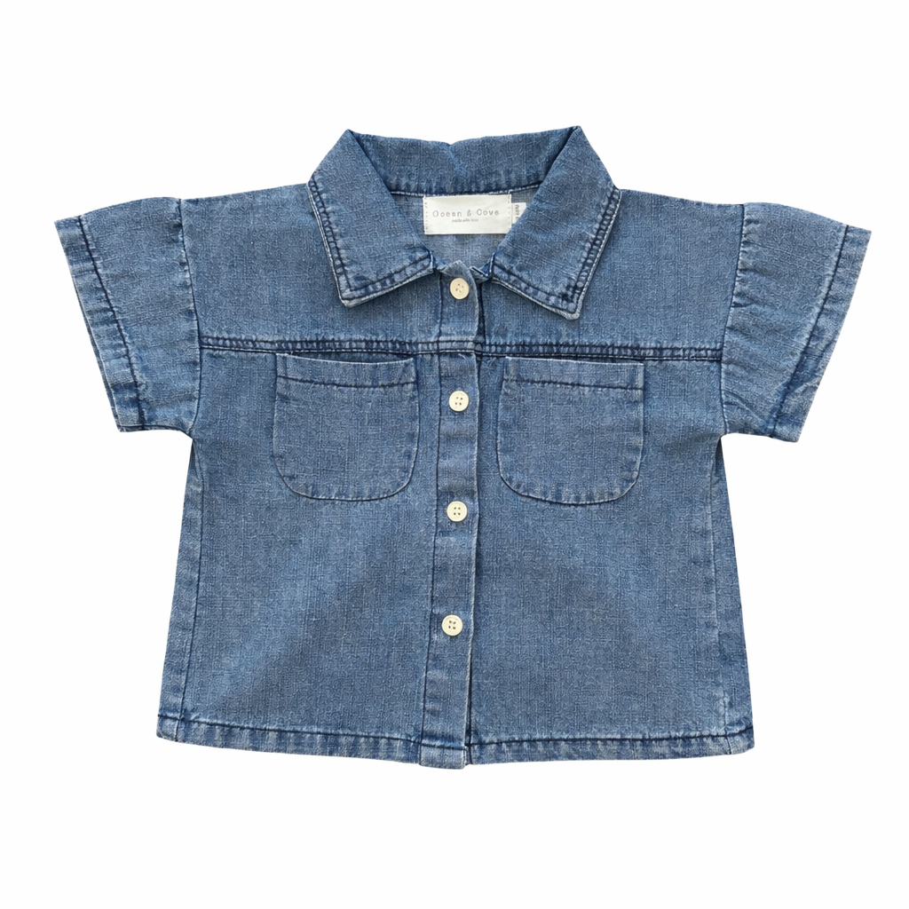 Denim Shirt and Shorts Set