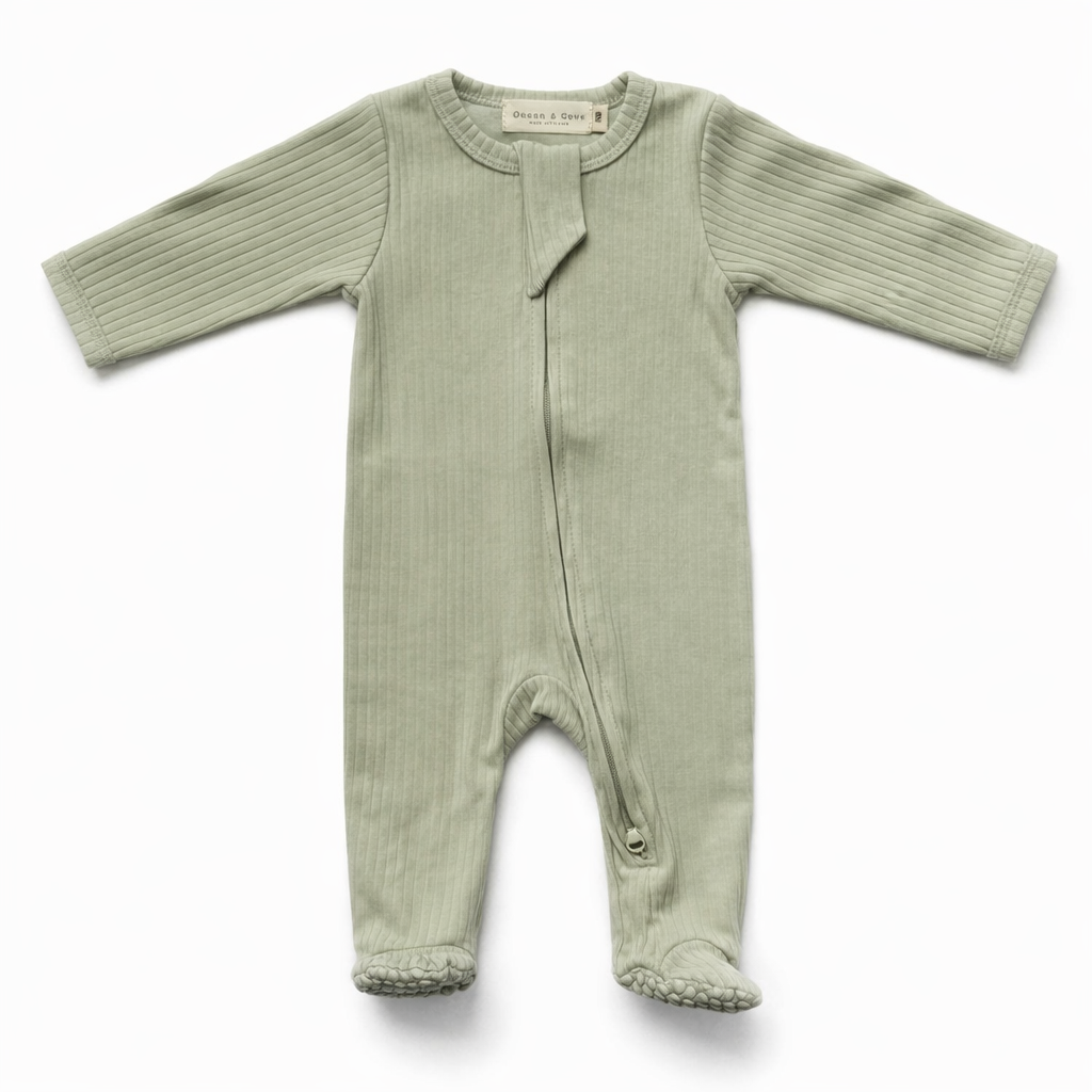 Organic Cotton Ribbed Sleepsuit