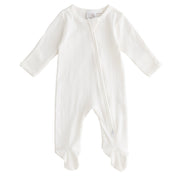 Organic Cotton Pointelle Sleepsuit - White
