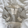 3/4 Zip Neck Striped Sweatshirt