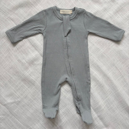 Organic Cotton Ribbed Zip Sleepsuits
