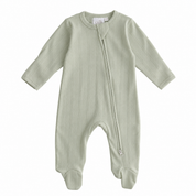 Organic Cotton Pointelle Sleepsuit - Sage Green
